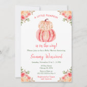 Invitation Baby shower Citrouille rose et rose (Devant)