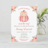 Invitation Baby shower Citrouille rose et rose (Debout devant)