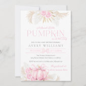 Invitation Baby shower Citrouille rose fille Floral Bow (Devant)