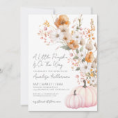 Invitation Baby shower Citrouille rose fleur sauvage (Devant)