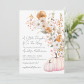 Invitation Baby shower Citrouille rose fleur sauvage (Debout devant)