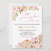 Invitation Baby shower Citrouille rose floral (Devant)