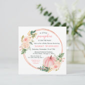 Invitation Baby shower Citrouille rose floral (Debout devant)