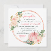 Invitation Baby shower Citrouille rose floral (Devant)