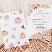 Invitation Baby shower Citrouille rose floral