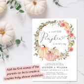 Invitation Baby shower citrouille rose Floral Aquarelle fille