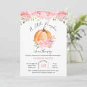 Invitation Baby shower Citrouille rose Floral Oran (Debout devant)
