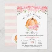 Invitation Baby shower Citrouille rose Floral Oran (Devant / Derrière)