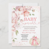 Invitation Baby shower Citrouille rose floral pour bébé (Devant)