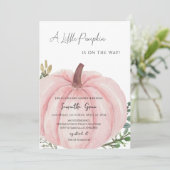 Invitation Baby shower Citrouille rose minimaliste (Debout devant)