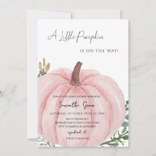 Invitation Baby shower Citrouille rose minimaliste