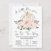 Invitation Baby shower Citrouille rose or (Devant)