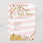 Invitation Baby shower Citrouille Rose Or Devinez Le Prix (Devant / Derrière)