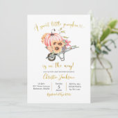 Invitation Baby shower Citrouille rose Tournesol (Debout devant)