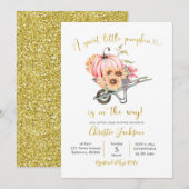 Invitation Baby shower Citrouille rose Tournesol (Devant / Derrière)