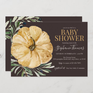 Invitation Baby shower Citrouille Rustic Automne