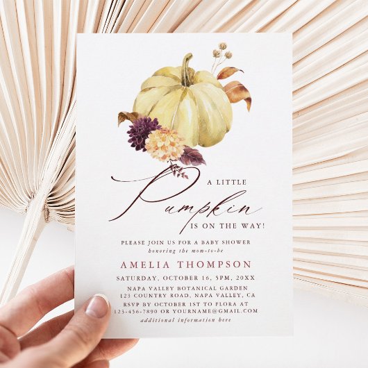 Invitation Baby shower Citrouille Rustic Automne