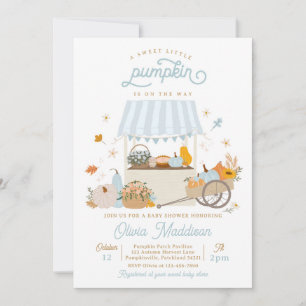 Invitation Baby shower Citrouille Rustic Blue Boy