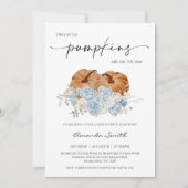 Invitation Baby shower Citrouille Rustic Blue Fall Twins (Devant)