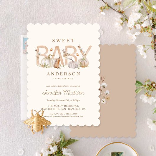 Invitation Baby shower Citrouille rustique