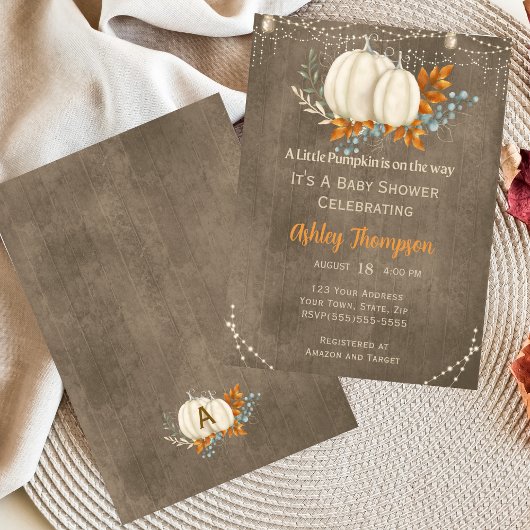 Invitation Baby shower Citrouille Rustique Elegance Fall