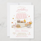 Invitation Baby shower Citrouille Rustique Rose fille (Devant)