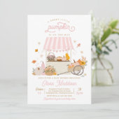 Invitation Baby shower Citrouille Rustique Rose fille (Debout devant)