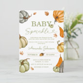 Invitation Baby shower Citrouille rustique Sprinkle Sage pour (Debout devant)