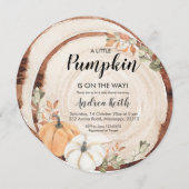 Invitation Baby shower Citrouille Rustique Wood (Devant / Derrière)