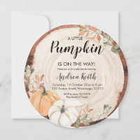Invitation Baby shower Citrouille Rustique Wood