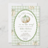 Invitation Baby shower Citrouille Sage Green En vichy (Devant)