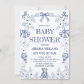 Invitation Baby shower Citrouille Toile Bleu Bear (Devant)