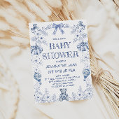 Invitation Baby shower Citrouille Toile Bleu Bear