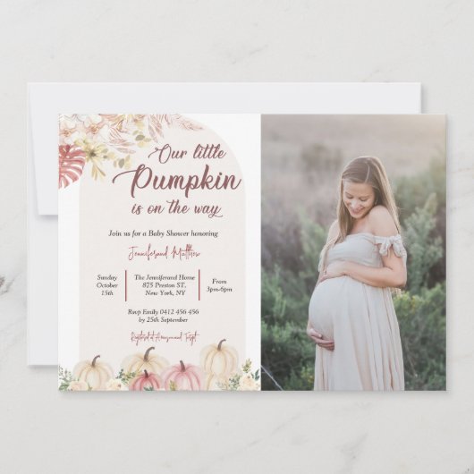 Invitation Baby shower citrouille Un peu Citrouille Sur Le Ch (Devant)