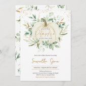 Invitation Baby shower Citrouille verdoyant or (Devant / Derrière)
