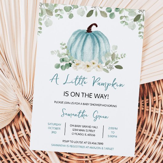 Invitation Baby Shower Citrouille Verdure