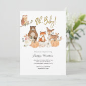 Invitation Baby shower Citrouille Woodland (Debout devant)