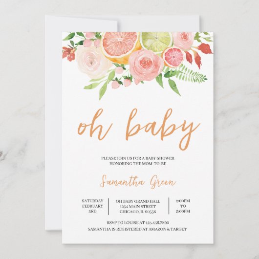 Invitation Baby shower Citrus (Devant)