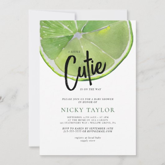 Invitation Baby shower Citrus à la chaux verte (Devant)
