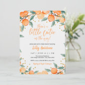 Invitation Baby shower Citrus Botanique Orange Little Cutie (Debout devant)