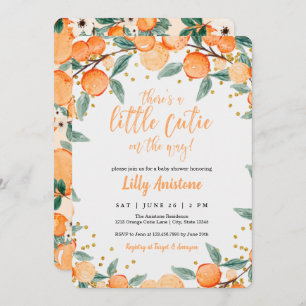 Invitation Baby shower Citrus Botanique Orange Little Cutie