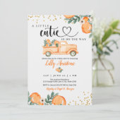 Invitation Baby shower Citrus Botanique Orange Little Cutie (Debout devant)