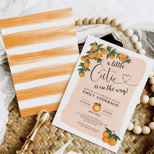 Invitation Baby shower Citrus Botanique Orange Little Cutie