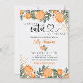 Invitation Baby shower Citrus Botanique Orange Little Cutie (Devant)