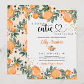 Invitation Baby shower Citrus Botanique Orange Little Cutie (Devant / Derrière)