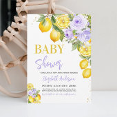 Invitation Baby shower Citrus Floral Violet Citron