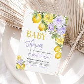 Invitation Baby shower Citrus Floral Violet Citron