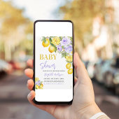 Invitation Baby shower Citrus Floral Violet Citron