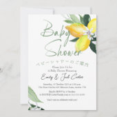 Invitation Baby shower Citrus Laine de Citron Aquarelle Éléga (Devant)