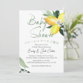 Invitation Baby shower Citrus Laine de Citron Aquarelle Éléga (Debout devant)